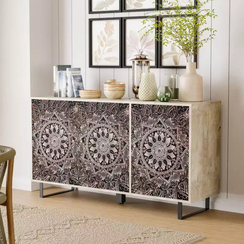 Credenza da Buffet - Legno di Mango, 4 Ripiani