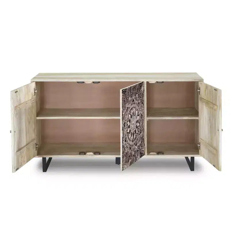 Credenza da Buffet - Legno di Mango, 4 Ripiani