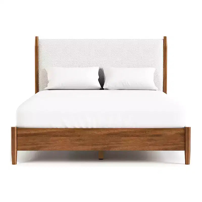 Letto con piattaforma moderno di metà secolo Riverstone con testiera imbottita