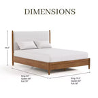Letto con piattaforma moderno di metà secolo Riverstone con testiera imbottita