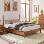 Letto con piattaforma moderno di metà secolo Riverstone con testiera imbottita