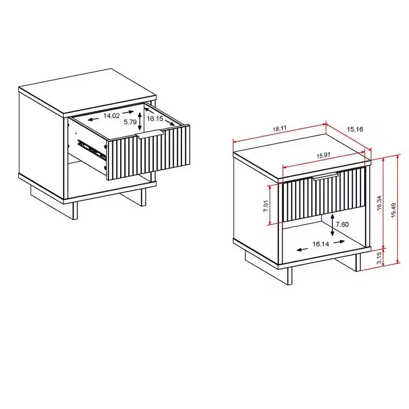 Set di 2 Comodini con Cassetto e Ripiano Aperto