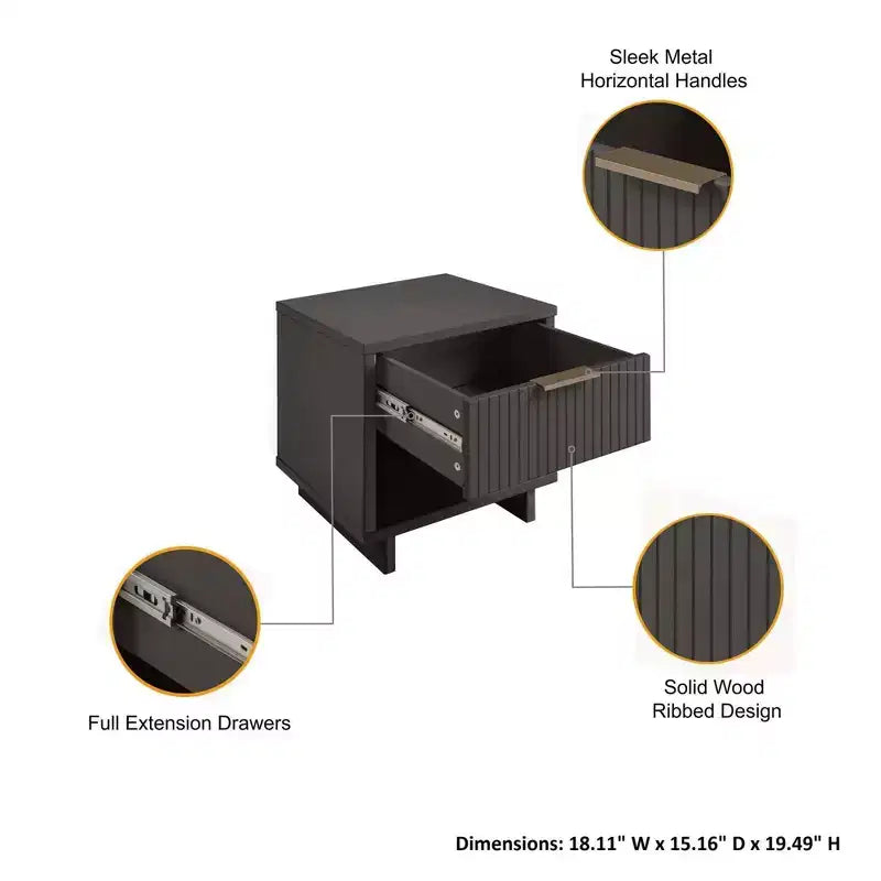 Set di 2 Comodini con Cassetto e Ripiano Aperto