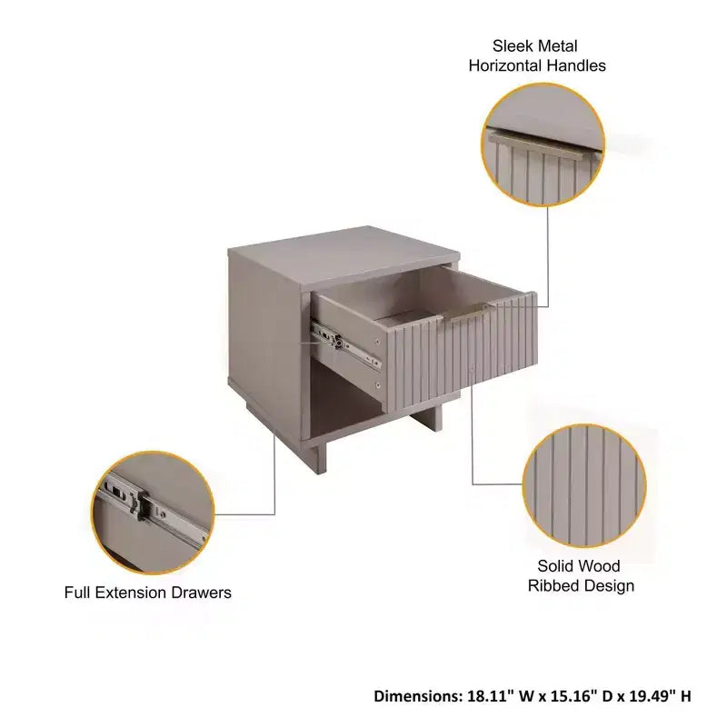 Set di 2 Comodini con Cassetto e Ripiano Aperto