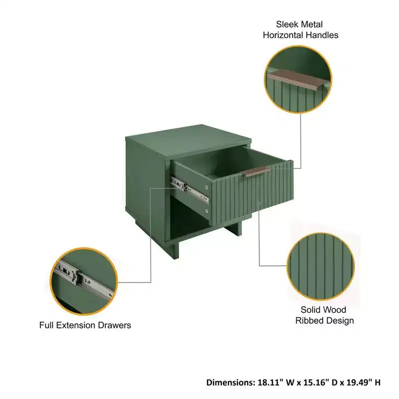 Set di 2 Comodini con Cassetto e Ripiano Aperto