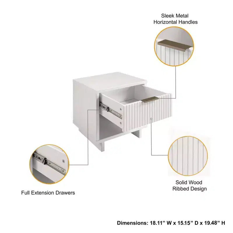 Set di 2 Comodini con Cassetto e Ripiano Aperto