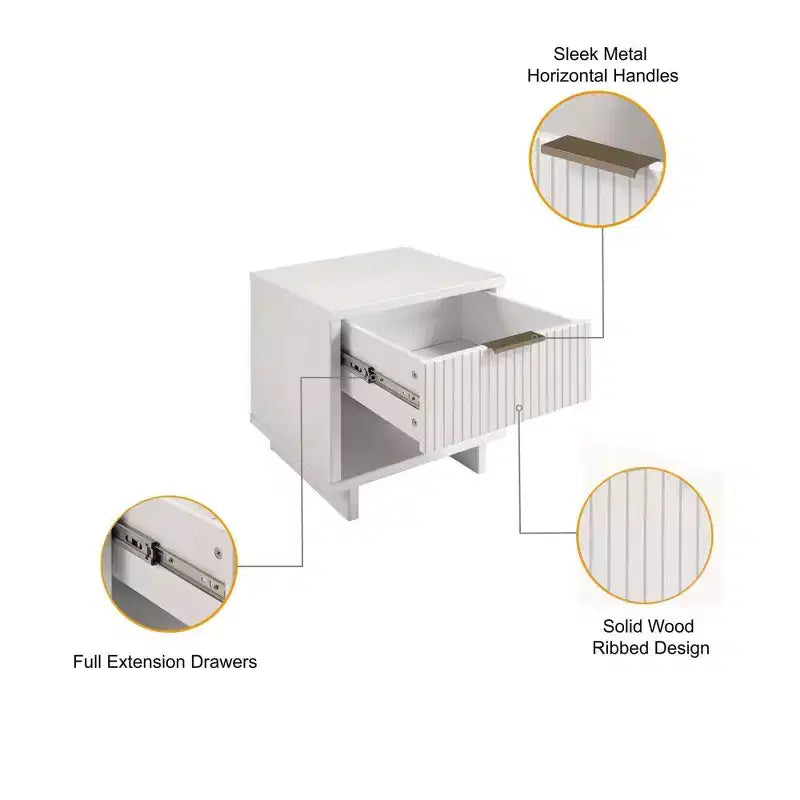 Set di 2 Comodini con Cassetto e Ripiano Aperto
