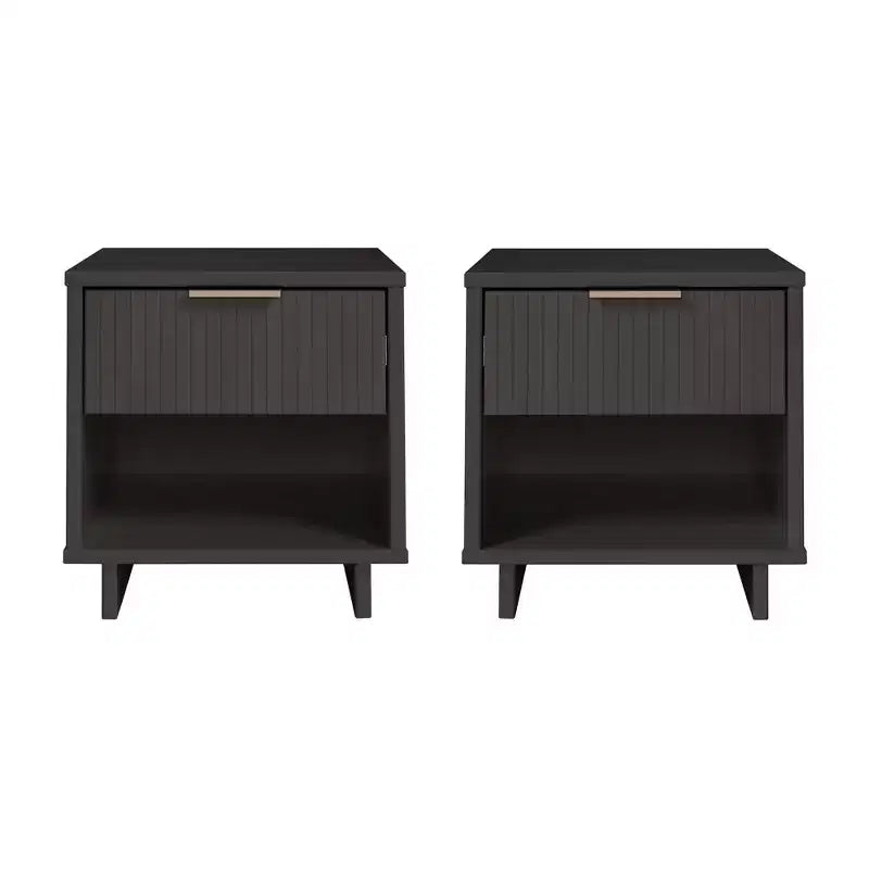 Set di 2 Comodini con Cassetto e Ripiano Aperto
