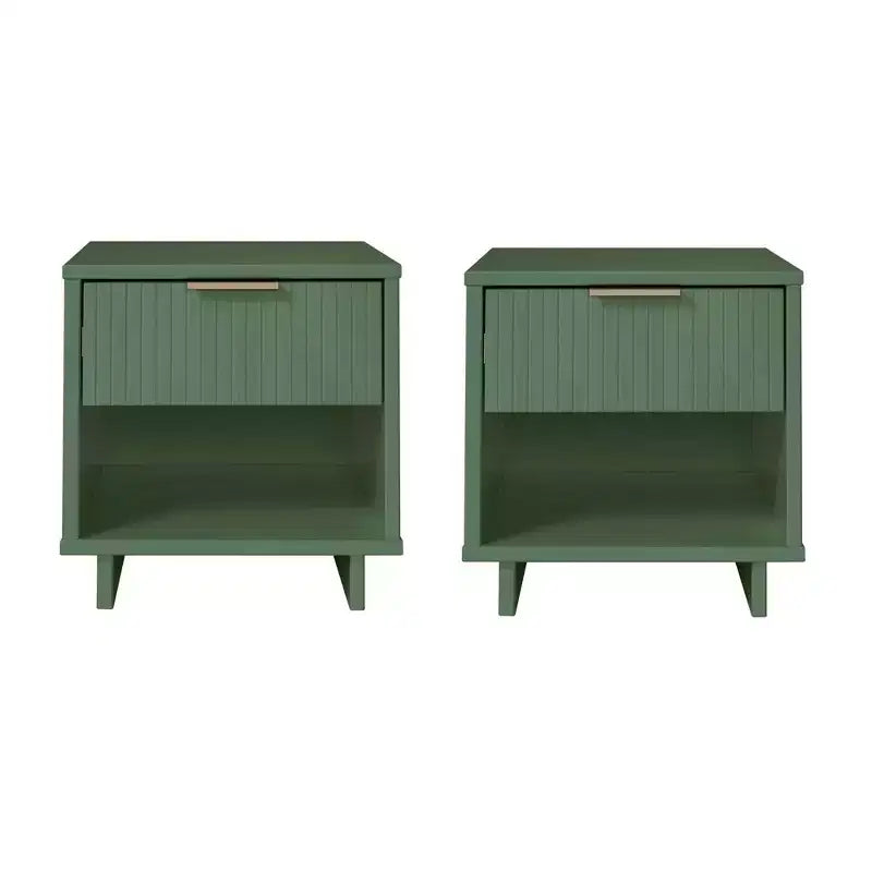 Set di 2 Comodini con Cassetto e Ripiano Aperto
