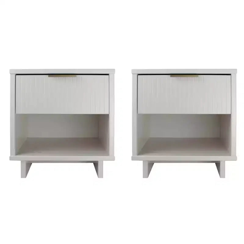 Set di 2 Comodini con Cassetto e Ripiano Aperto